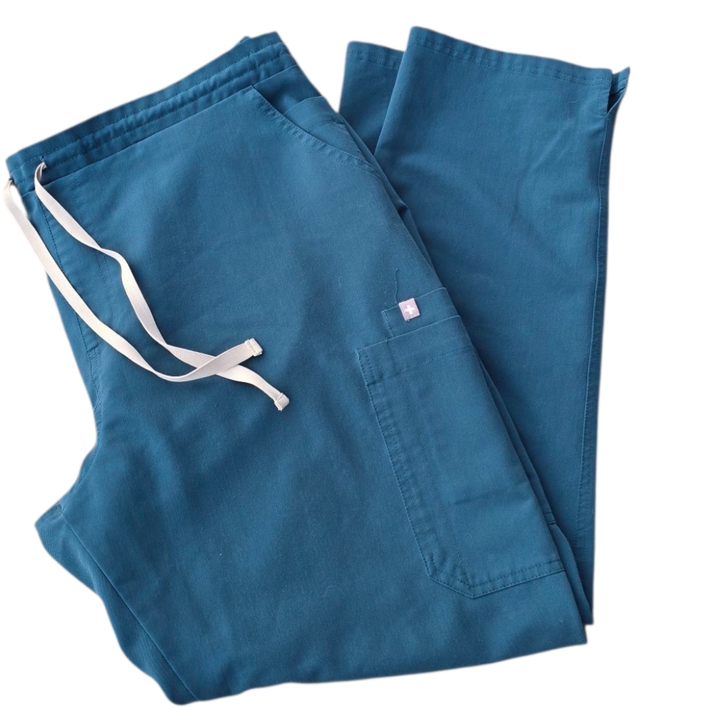 Figs Teal Blue Scrub Pants with Drawstring